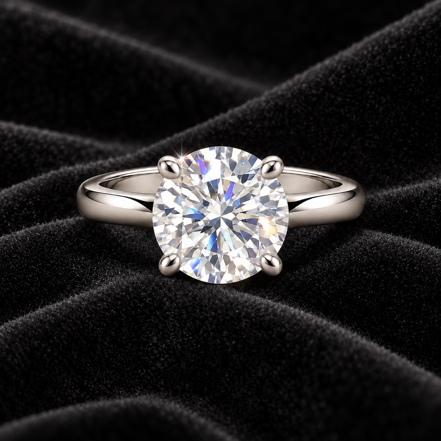 [Correnva V3 velvet main] Lucent Crown Ring. AI-assisted presentation image on a dark velvet art direction; not exact-item, material, stone identity, scale, size, or inventory proof.