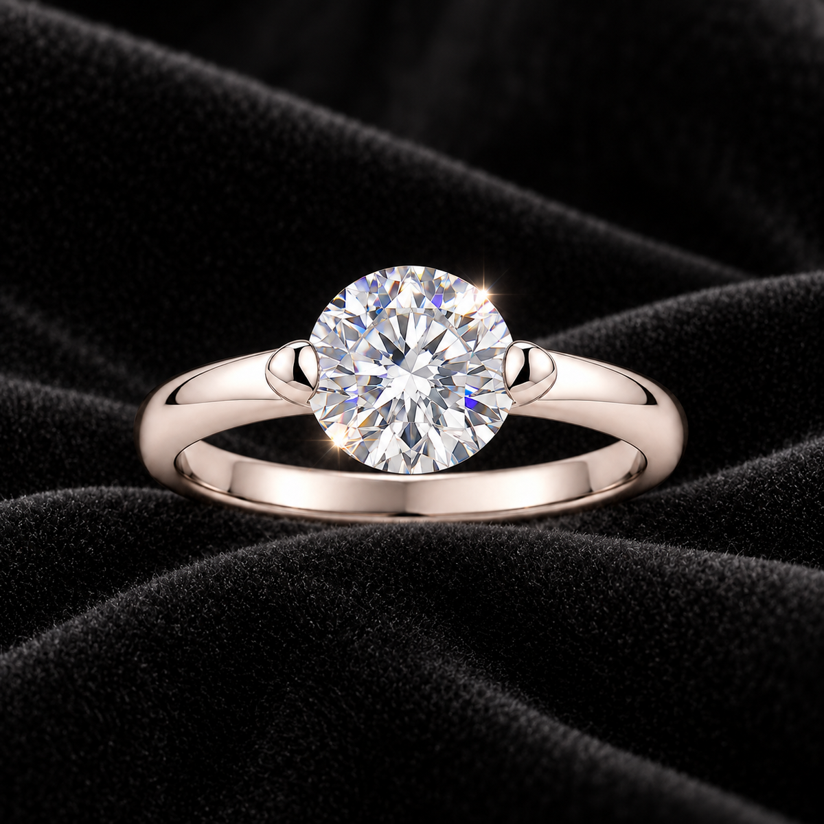 [Correnva V3 velvet main] Lucent Orbit Ring. AI-assisted presentation image on a dark velvet art direction; not exact-item, material, stone identity, scale, size, or inventory proof.