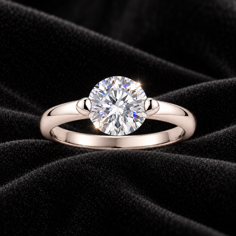 [Correnva V3 velvet main] Lucent Orbit Ring. AI-assisted presentation image on a dark velvet art direction; not exact-item, material, stone identity, scale, size, or inventory proof.