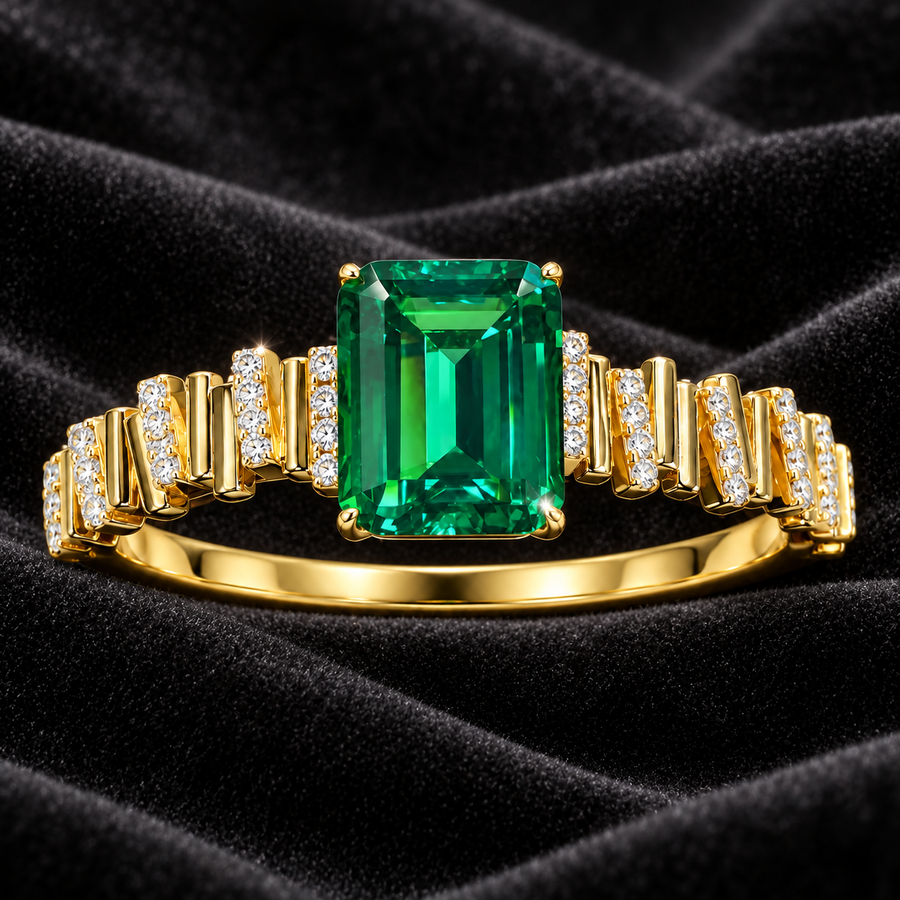 [Correnva V3 velvet main] Verdant Steps Cuff. AI-assisted presentation image on a dark velvet art direction; not exact-item, material, stone identity, scale, size, or inventory proof.