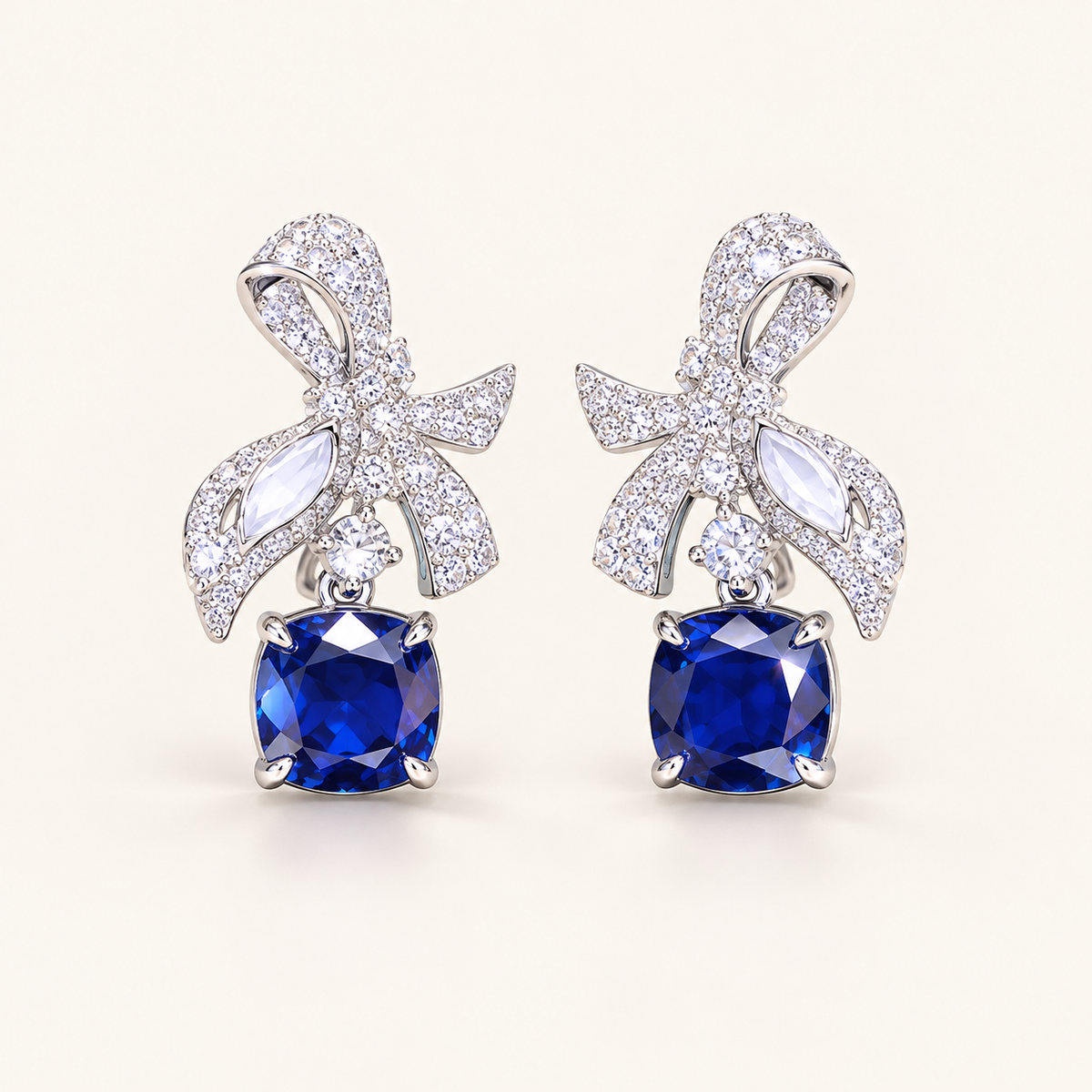 [Correnva V2 main] Cobalt Papillon Drops. AI-assisted presentation image based on a supplier reference; not exact-item, material, stone identity, scale, size, or inventory proof.