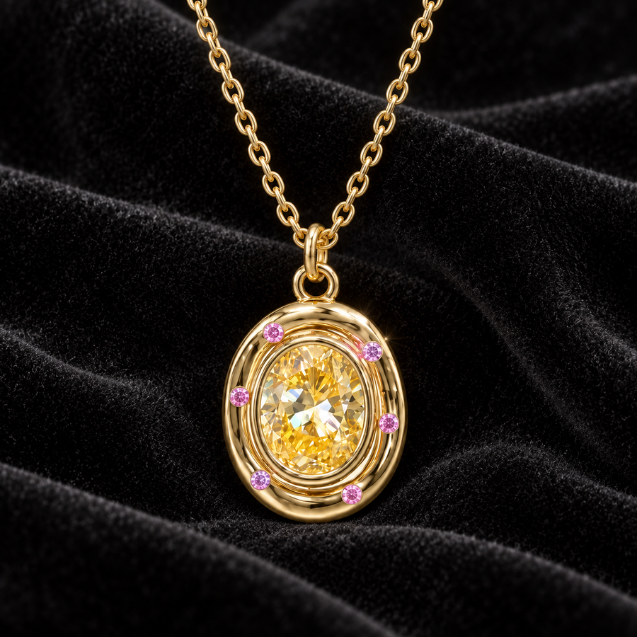 [Correnva V3 velvet main] Soleil Vessel Pendant. AI-assisted presentation image on a dark velvet art direction; not exact-item, material, stone identity, scale, size, or inventory proof.