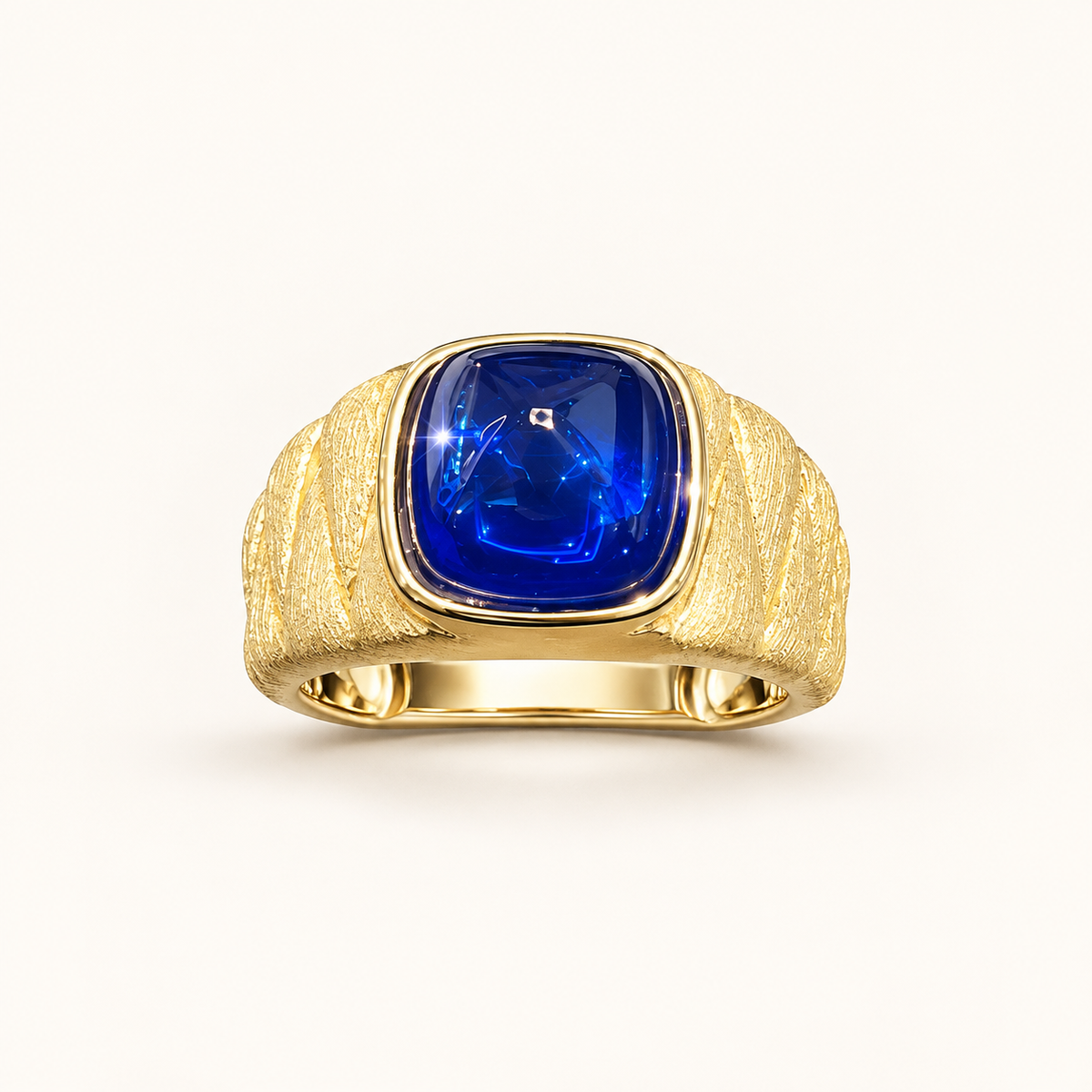[Correnva V2 main] Midnight Signet Ring. AI-assisted presentation image based on a supplier reference; not exact-item, material, stone identity, scale, size, or inventory proof.