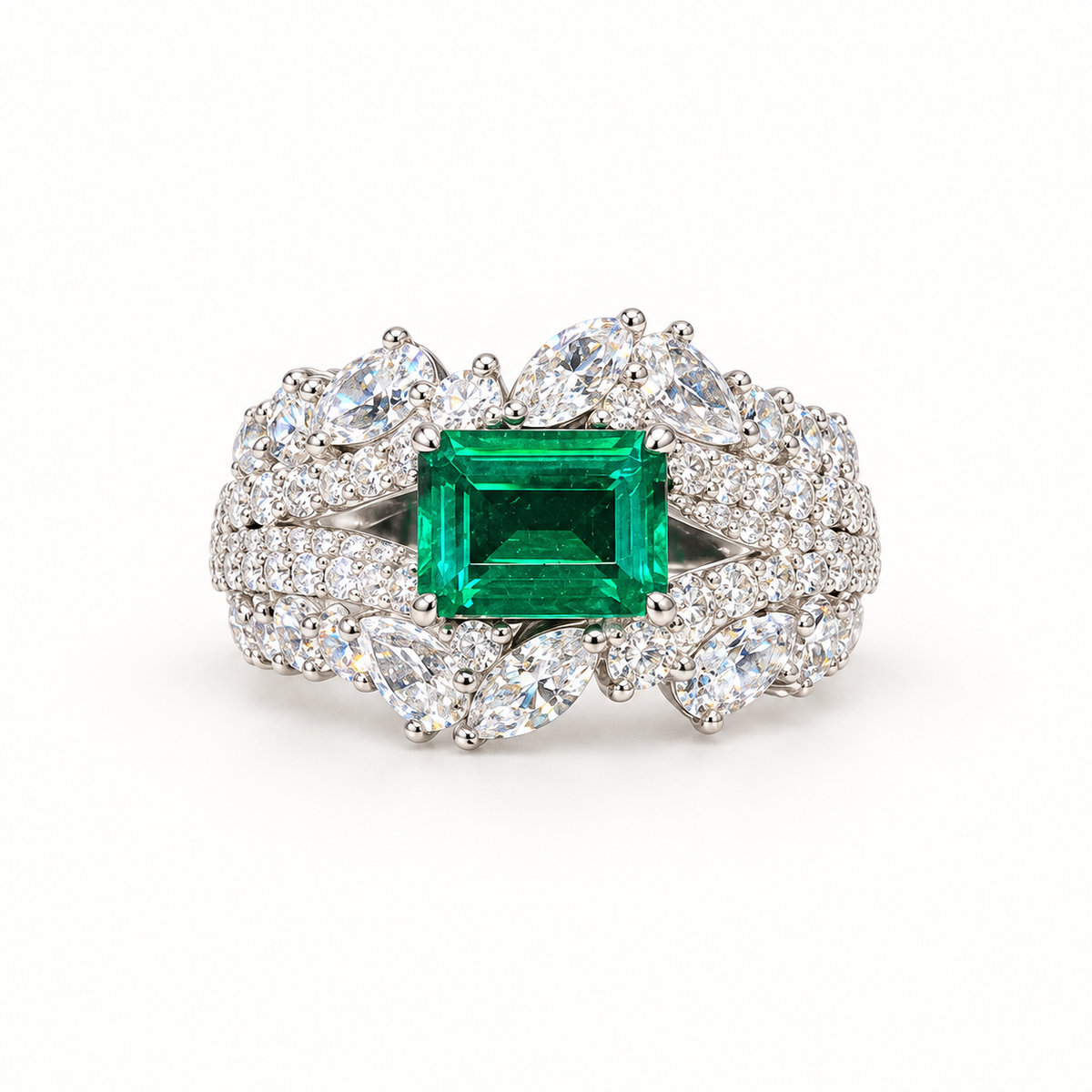 Verdant Scroll Ring. AI-assisted presentation image based on supplier reference; not exact-item, material, stone, scale, size, or inventory proof.