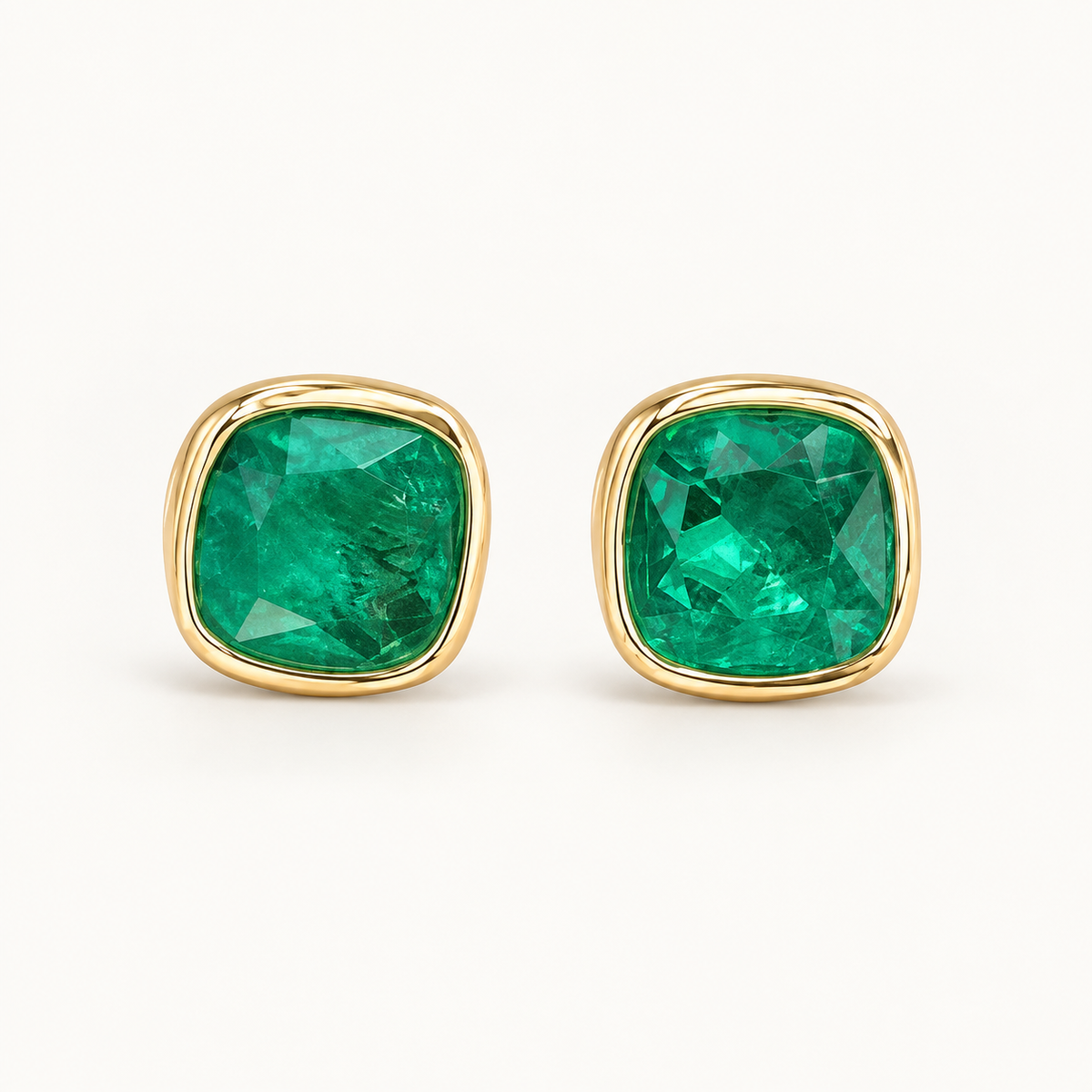 Verdant Cushion Studs. AI-assisted presentation image based on supplier reference; not exact-item, material, stone, scale, size, or inventory proof.