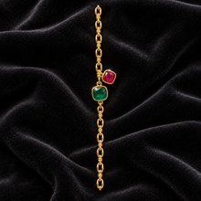 [Correnva V3 velvet main] Verdant Duet Bracelet. AI-assisted presentation image on a dark velvet art direction; not exact-item, material, stone identity, scale, size, or inventory proof.
