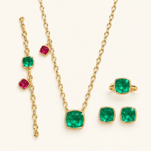 [Correnva V2 main] Verdant Duet Necklace. AI-assisted presentation image based on a supplier reference; not exact-item, material, stone identity, scale, size, or inventory proof.