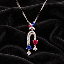 [Correnva V3 velvet main] Chroma Arc Pendant. AI-assisted presentation image on a dark velvet art direction; not exact-item, material, stone identity, scale, size, or inventory proof.