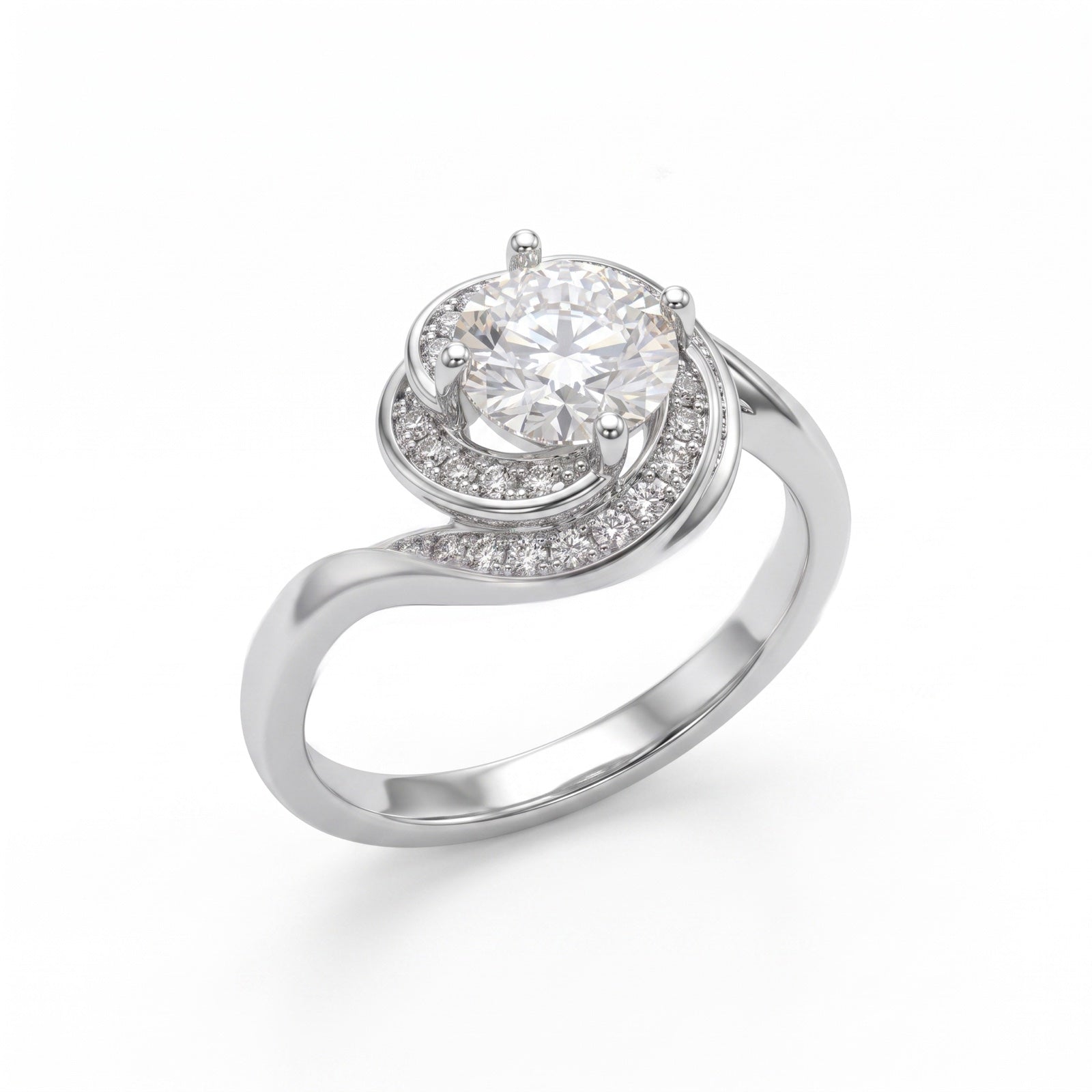 Round framed clear-stone ring form shown as a collection preview